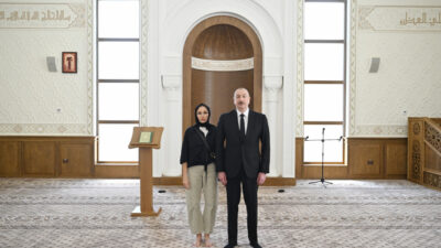 Prezident İlham Əliyev və birinci xanım Mehriban Əliyeva Şuşa rayonunun Daşaltı kənd məscidinin açılışında iştirak ediblər